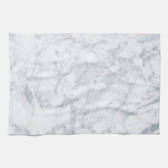 Vitt marble-utseende kökshandduk (Horisontell)