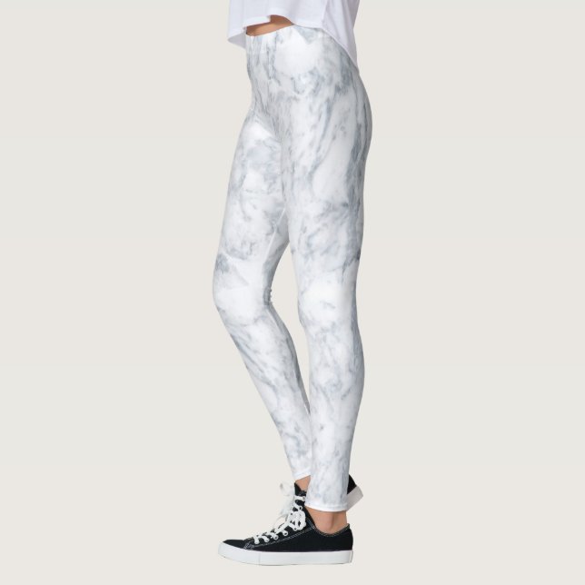Vitt marble-utseende leggings (Vänster)