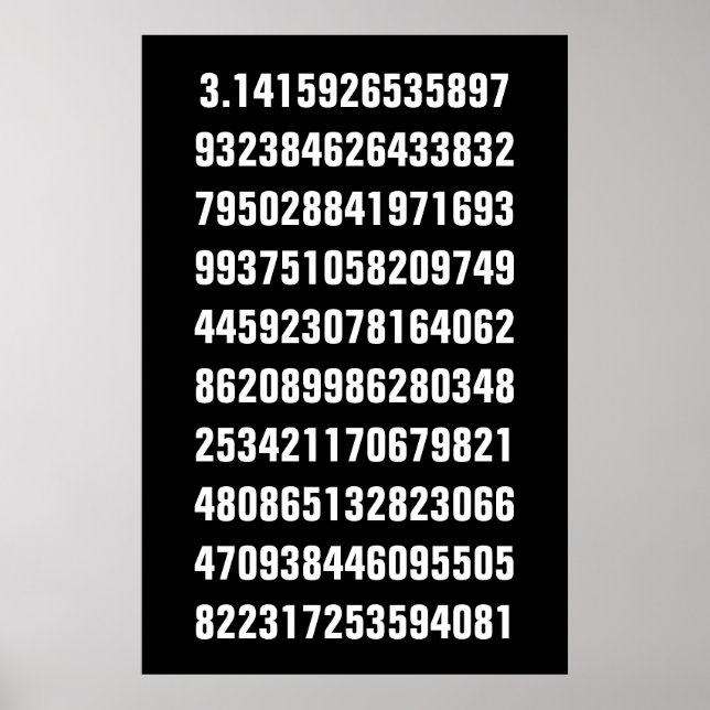 Vitt matematiskt Pi på svart Poster (Framsidan)