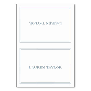 Vitt med Dusty Blue Modern Bord Card Bordsnummer