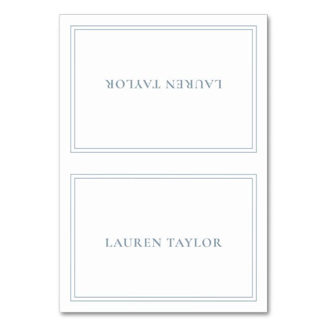Vitt med Dusty Blue Modern Bord Card Bordsnummer (Framsidan)