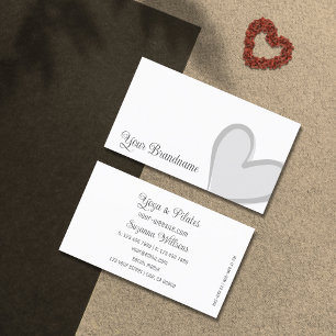 Vitt med fantastisk Grått Heart Modern Cute Simple Visitkort