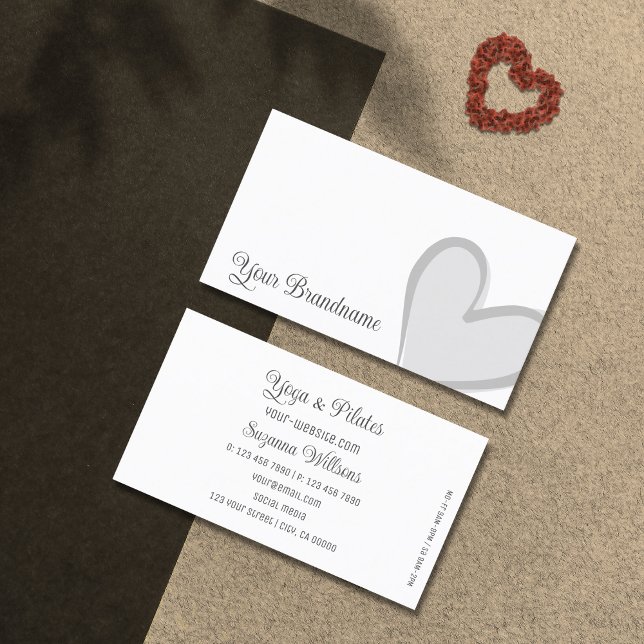 Vitt med fantastisk Grått Heart Modern Cute Simple Visitkort (Skapare uppladdad)