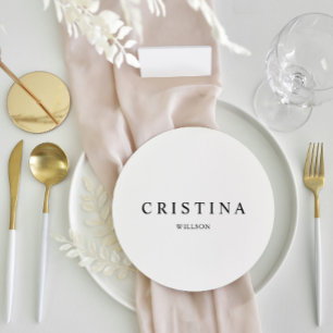 Vitt, minimalistiskt Bröllop-gästkort Meny