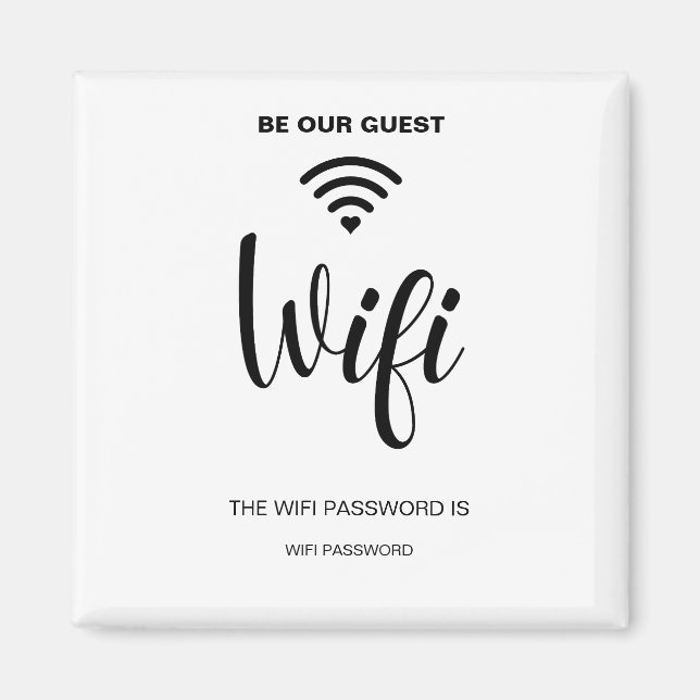 Vitt, minimalistiskt, enkelt WiFi-lösenord Magnet (Framsidan)