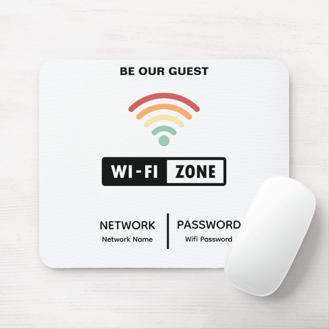 Vitt, minimalistiskt, enkelt WiFi-lösenord Musmatta (Med mus)