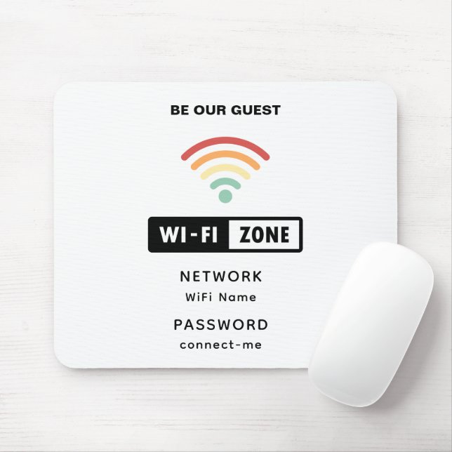 Vitt, minimalistiskt, enkelt WiFi-lösenord Musmatta (Med mus)