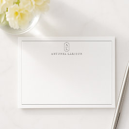 Vitt, minimalistiskt monogram Namn-platta anteckni Anteckningskort
