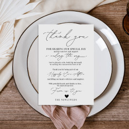 Vitt minimalistiskt Napkin-Tackkort Meny