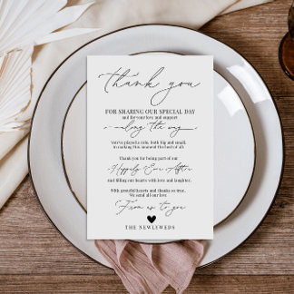 Vitt minimalistiskt Napkin-Tackkort Meny