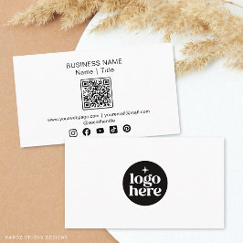 Vitt Minimalistiskt QR-kod Sociala Media Logotyp Visitkort