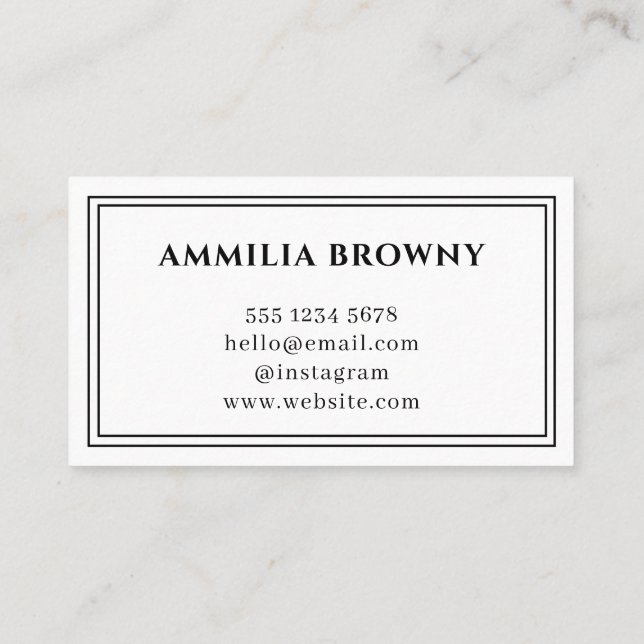 Vitt Minimalt Logo | Modern Elegant Chic Design Visitkort (Baksida)