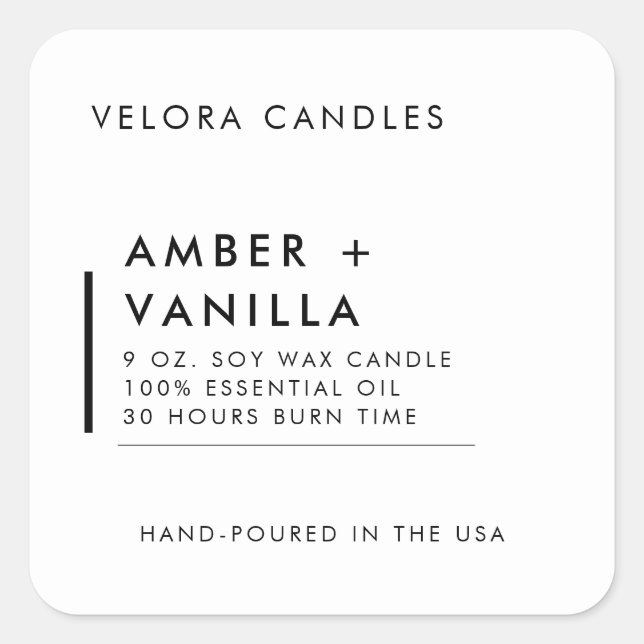 Vitt, modernt, minimalistiskt streck etikett (Framsida)