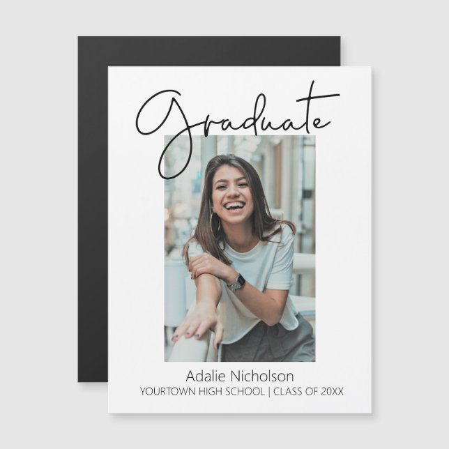 Vitt, modernt, minimalistiskt Studenten-foto (Fram/baksida)