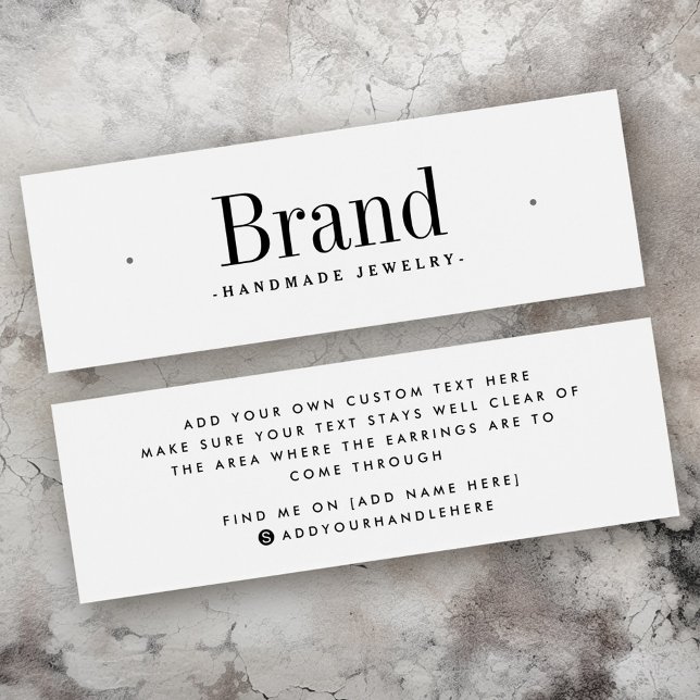 Vitt, modernt, minsta visning för magasinering litet visitkort (White modern minimal stud earring display card)