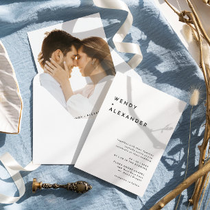 Vitt, modigt och fet foto Bröllop Inbjudningar