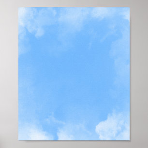 Vitt moln i blå himmel-bakgrunden poster
