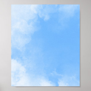 Vitt moln i blå himmel-bakgrunden poster