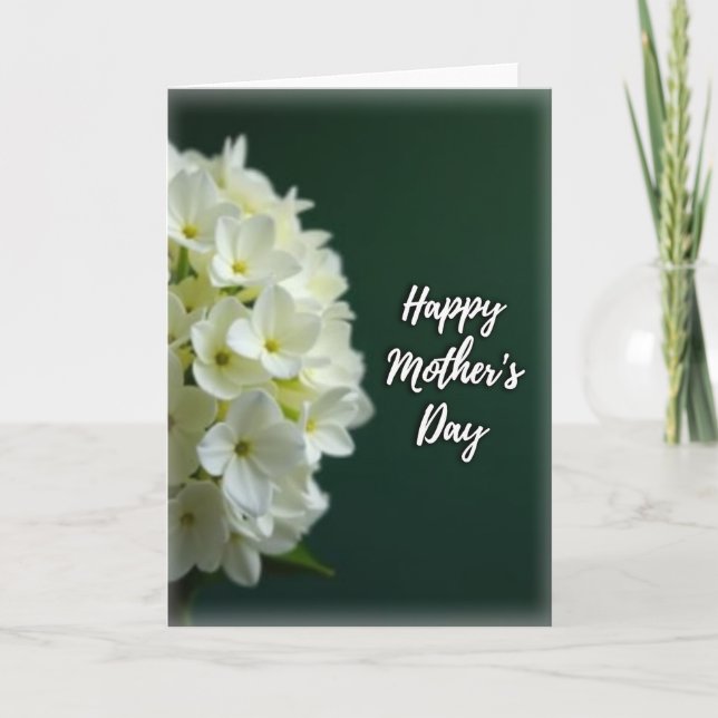 Vitt Mors Dag-kort med blommor Kort (Framsida)