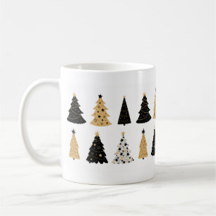 Vitt Mugg/Kopp i Svarta havet och Guld i Julgran Kaffemugg
