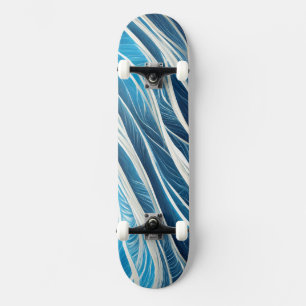 Vitt och blått flytande linjer med struktur mini skateboard bräda 18,5 cm