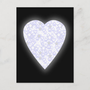 Vitt och Blek blått hjärta. Mönstrad hjärtdesign. Vykort