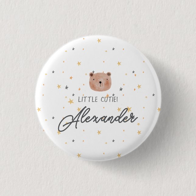 Vitt och brunt vattenfärgsfärgskuvret för spädbarn knapp (Framsida)