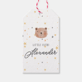 Vitt och brunt vattenfärgsfärgskuvret för spädbarn presentetikett