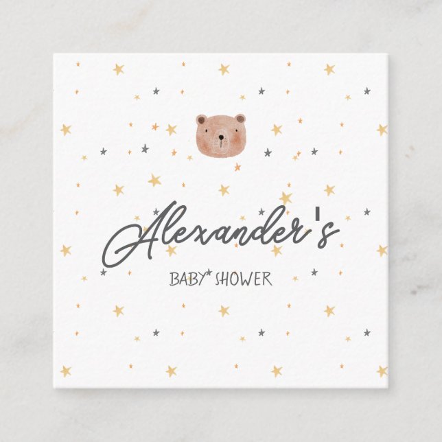 Vitt och brunt vattenfärgsfärgskuvret för spädbarn tilläggskort (Framsida)