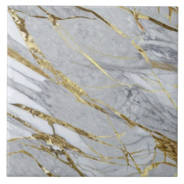 Vitt och Grått Marble med Guld accents Kakelplatta