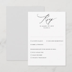Vitt och Grått Modern Minimal Bröllop OSA Card Kort