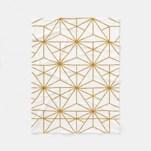 Vitt och guld art decogeometri mönster fleecefilt