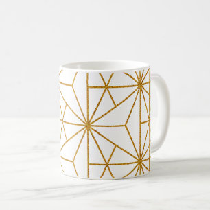 Vitt och guld art decogeometri mönster kaffemugg