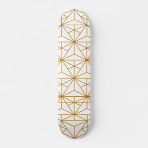 Vitt och guld art decogeometri mönster mini skateboard bräda 18,5 cm
