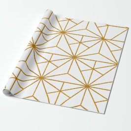 Vitt och guld art decogeometri mönster presentpapper