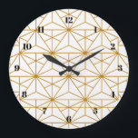 Vitt och guld art decogeometri mönster stor klocka<br><div class="desc">En något modern konst deco vit och guld mönster.</div>