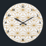 Vitt och guld art decogeometri mönster stor klocka<br><div class="desc">En något modern konst deco vit och guld mönster.</div>
