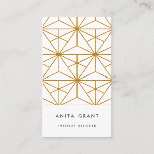 Vitt och guld art decogeometri mönster visitkort