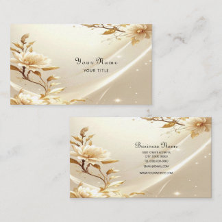 Vitt och Guld Blommor Företagskort Visitkort