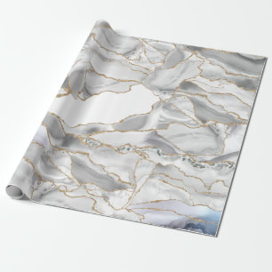 Vitt och guld glitter agate presentpapper