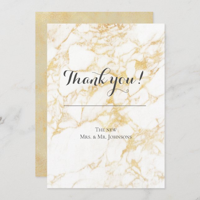 Vitt och Guld Marble Inbjudningar (Fram/baksida)