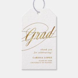 Vitt och Guld minimalistiskt Grad Calligraphy-foto Presentetikett