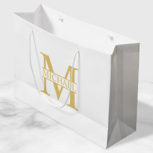 Vitt och Guld Personlig Monogram och Namn