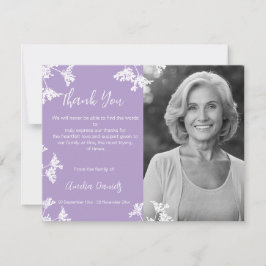 Vitt och lilac Wildbloms begrava tackkort Inbjudningar