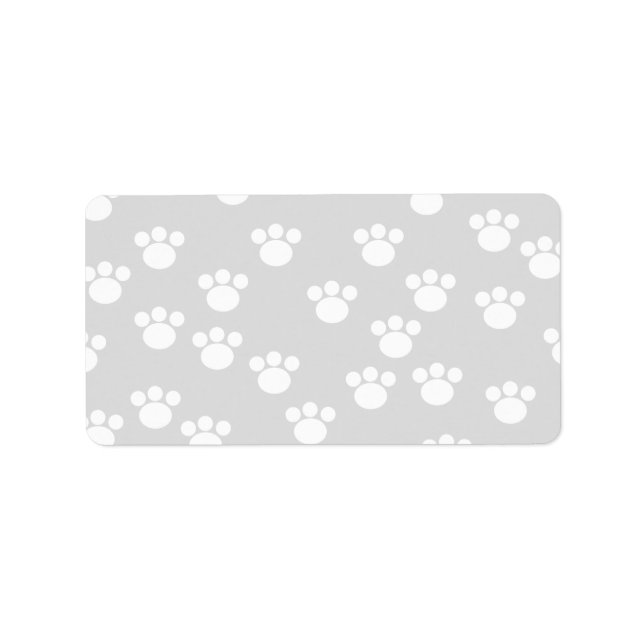 Vitt och ljust Grått Paw Skriv ut Mönster. Adressetikett (Framsidan)