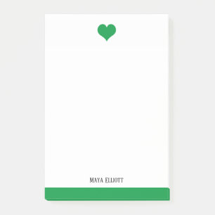 Vitt och ljust Grönt Heart & Gräns, Namn Post-it Block