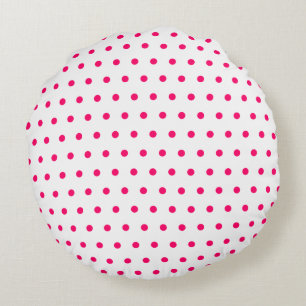 Vitt och ljust Rosa Polka dots Rund Kudde