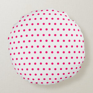 Vitt och ljust Rosa Polka dots Rund Kudde