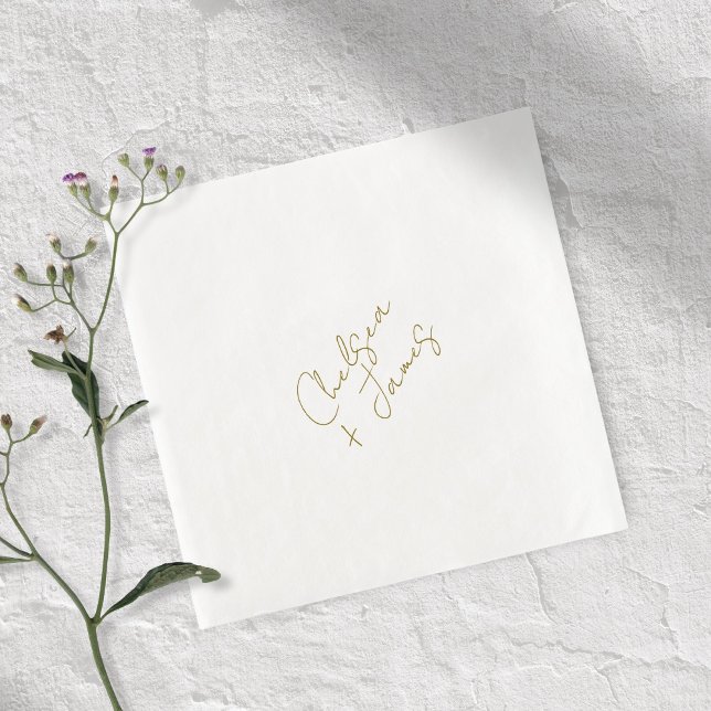Vitt och Oliv grönt skript, minimalistiskt Bröllop Pappersservett (Skapare uppladdad)