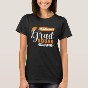 Vitt och Orange Text Females svarta grastertråd T Shirt